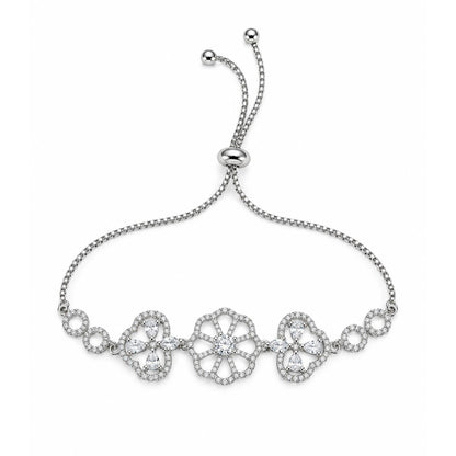 Rhodium Plated AD Adjustable Bracelet for Women