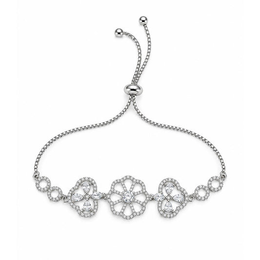 Rhodium Plated AD Adjustable Bracelet for Women
