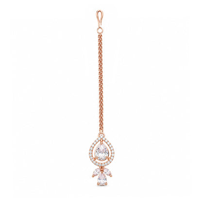 Rose Gold Plated Teardrop Maang Tikka for Women