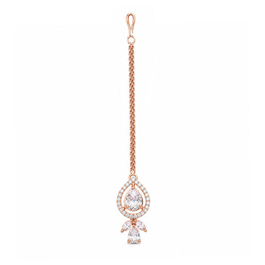 Rose Gold Plated Teardrop Maang Tikka for Women