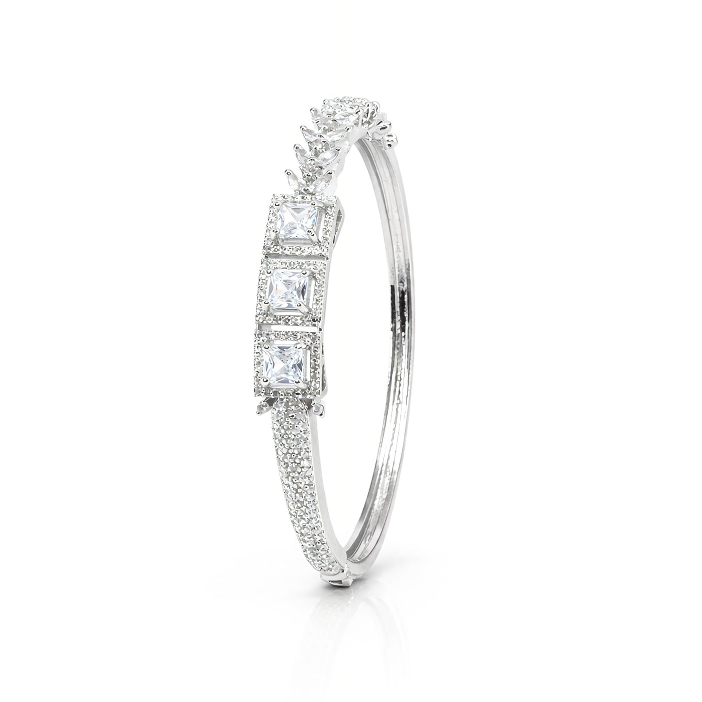 Silver Plated AD Bangle Bracelet for Women