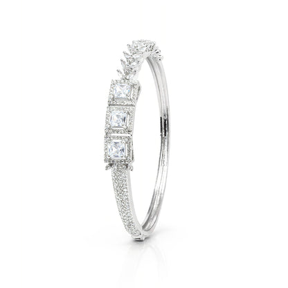 Silver Plated AD Bangle Bracelet for Women