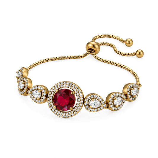 Antique Gold Plated Red AD Adjustable Bracelet for Women