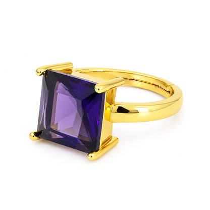 Gold Plated Purple AD Finger Ring for Women
