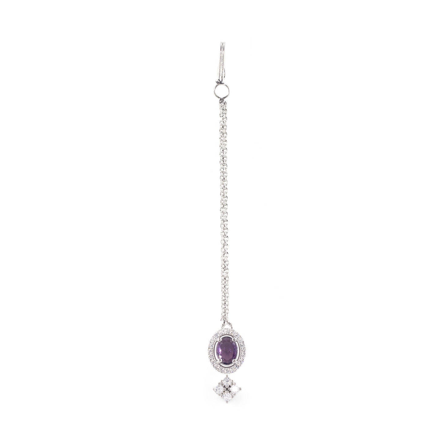 Silver Plated Purple AD Maang Tikka for Women