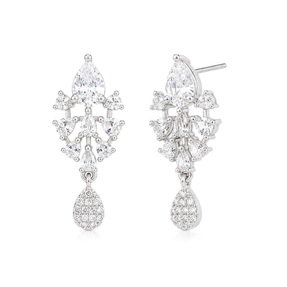 Silver Plated AD Drop Earrings for Women