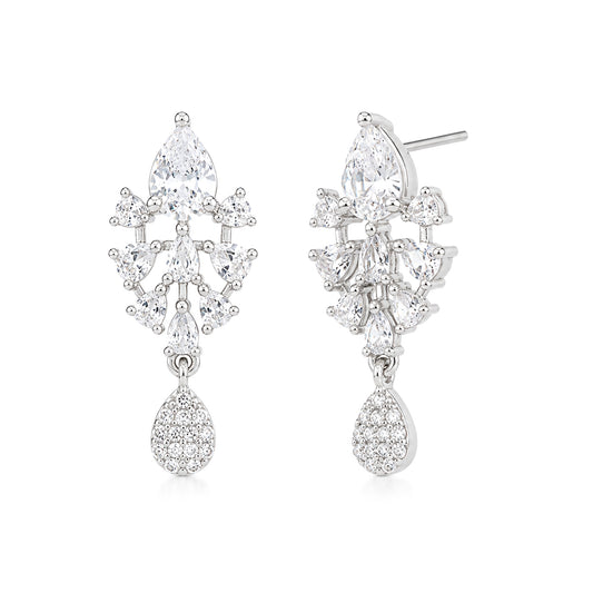 Silver Plated AD Drop Earrings for Women
