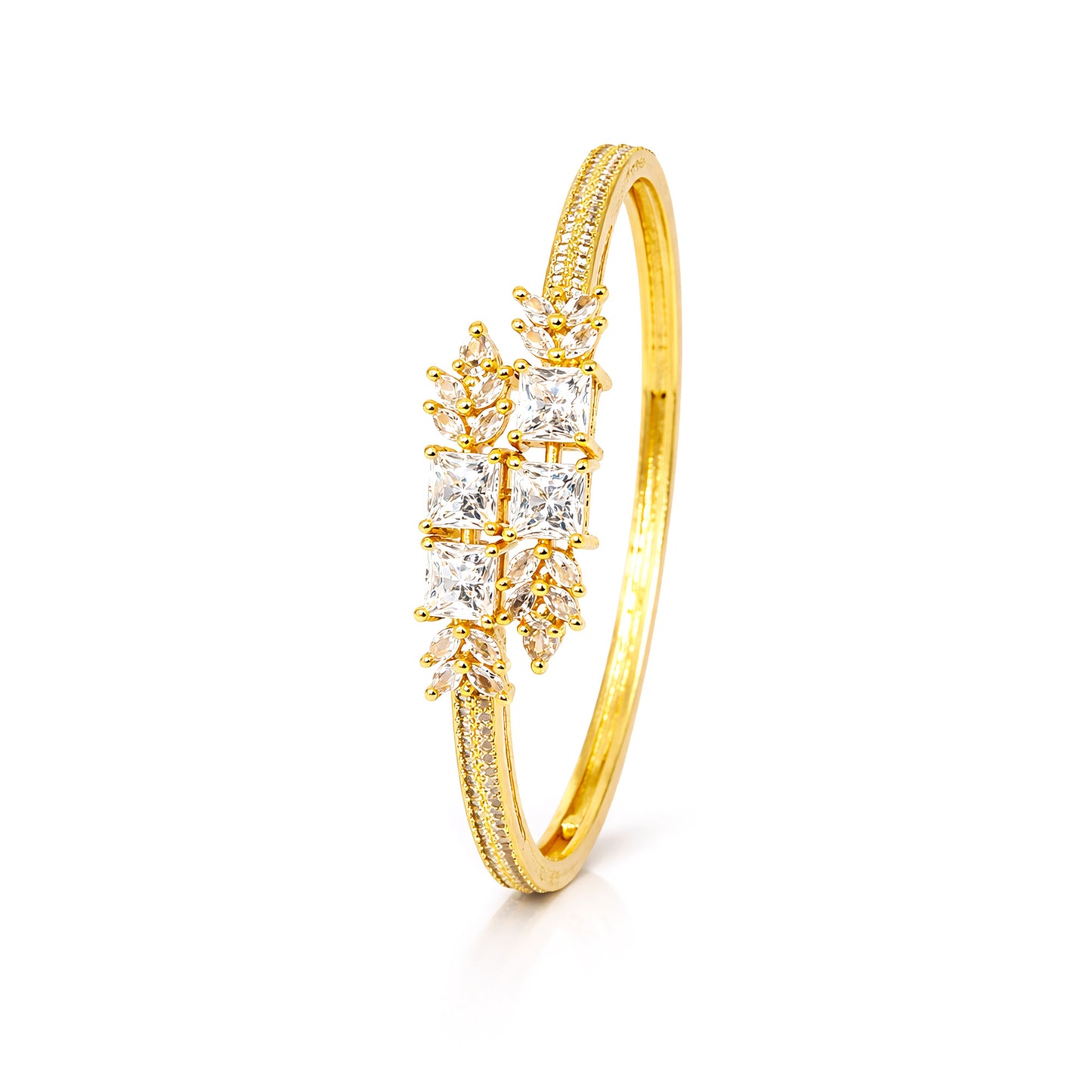 Gold Plated White AD Bangle Bracelet for Women