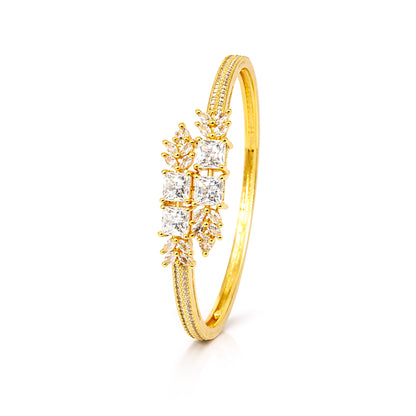 Gold Plated White AD Bangle Bracelet for Women