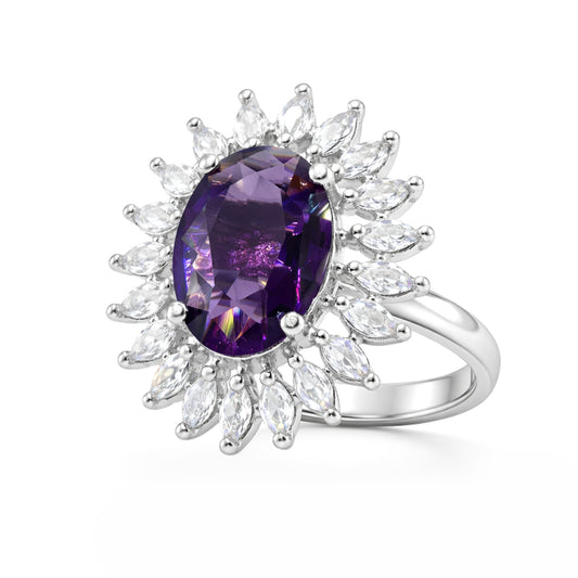 Silver Plated Purple AD Finger Ring for Women