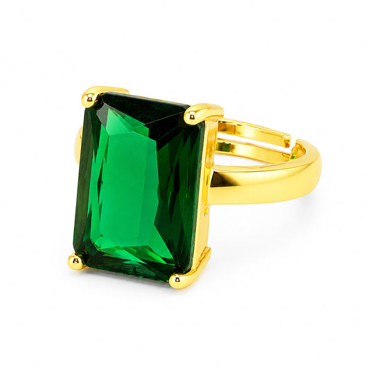 Gold Plated Green AD Finger Ring for Women
