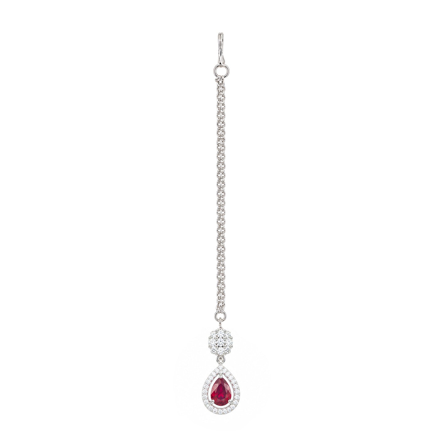 Silver Plated Red AD Maang Tikka for Women