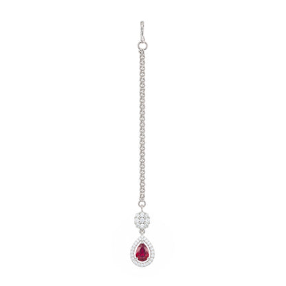 Silver Plated Red AD Maang Tikka for Women