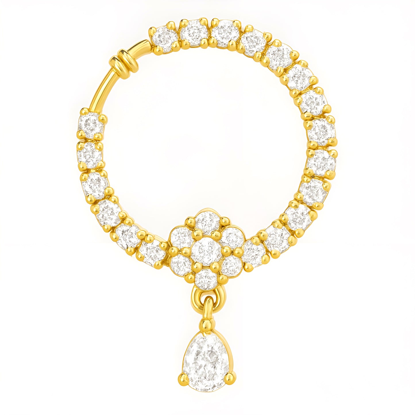 Gold Plated American Diamond Bridal Non-piercing Nose Ring for Women