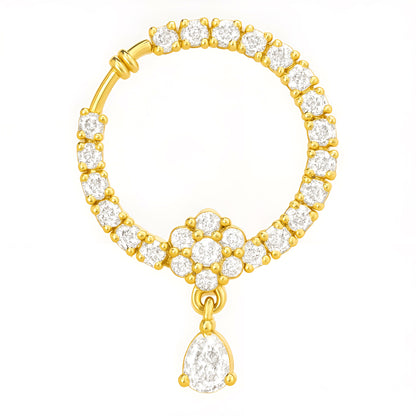 Gold Plated American Diamond Bridal Non-piercing Nose Ring for Women
