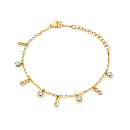 Gold Plated AD Chain Bracelet for Women