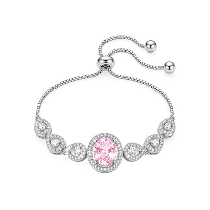 Silver Plated Pink AD Adjustable Bracelet for Women