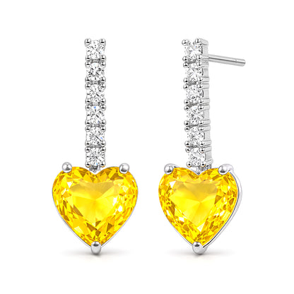 Silver Plated Yellow Heart AD Drop Earrings for Women