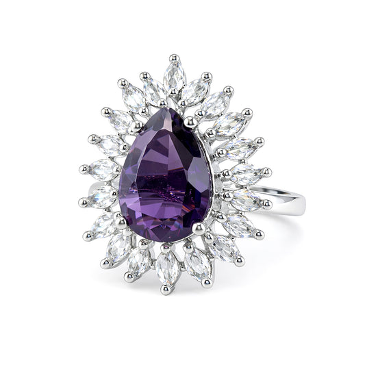 Silver Plated Purple AD Adjustable Ring for Women