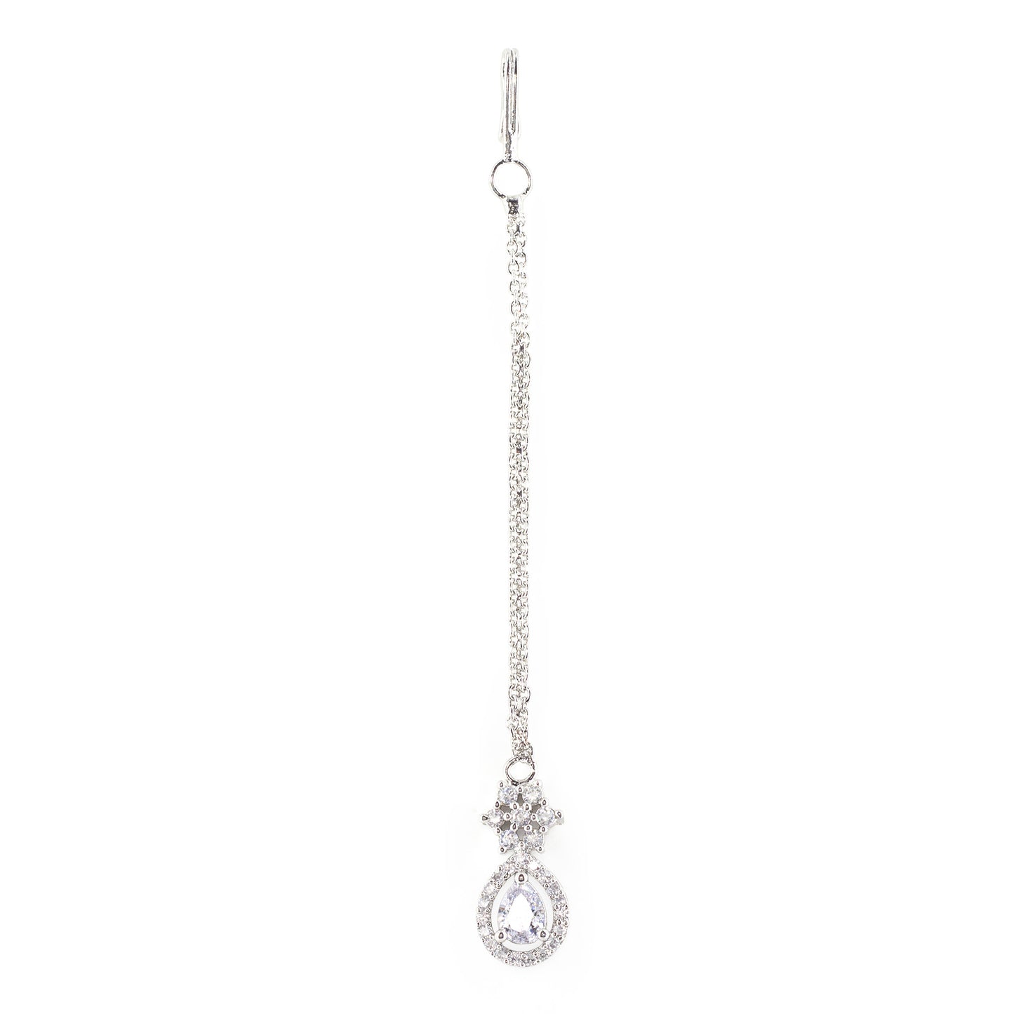 Rhodium Plated AD Teardrop Maang Tikka for Women