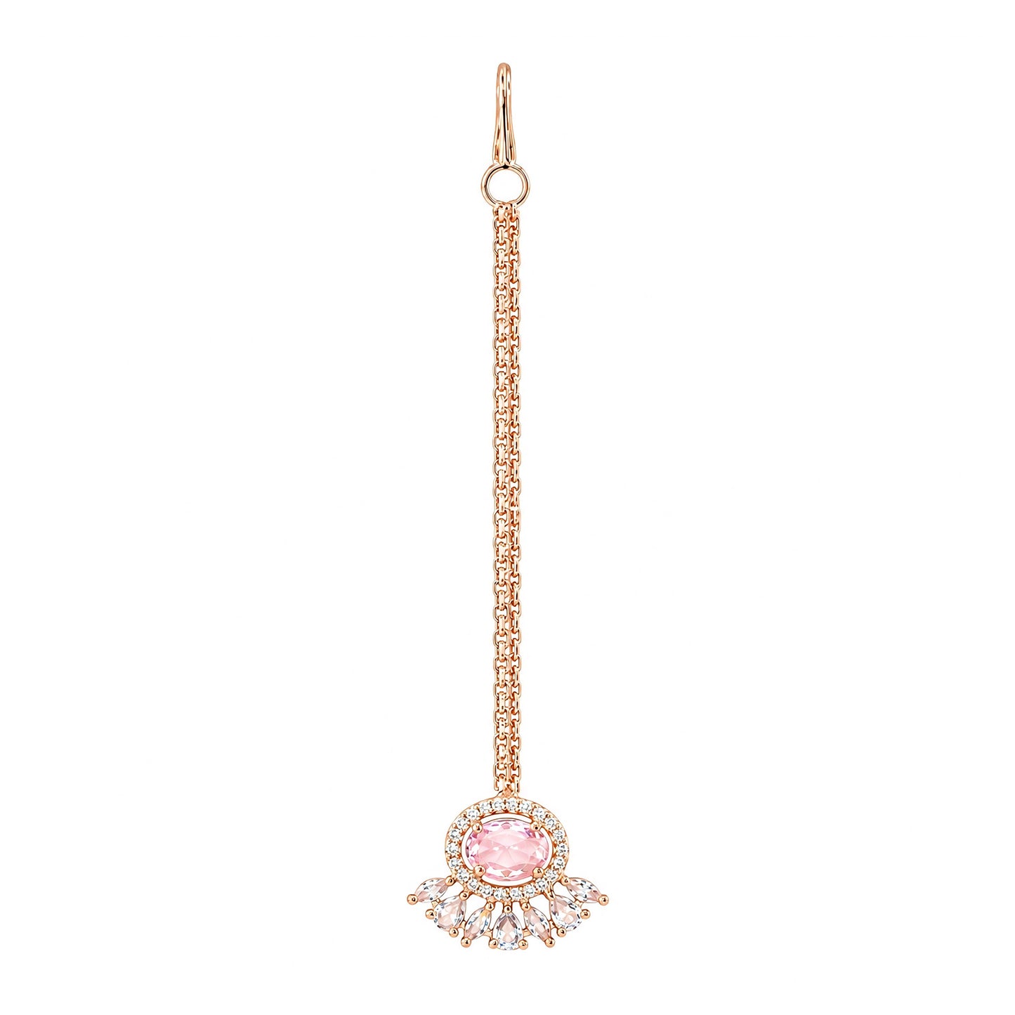 Rose Gold Plated Pink AD Maang Tikka for women