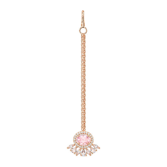 Rose Gold Plated Pink AD Maang Tikka for women
