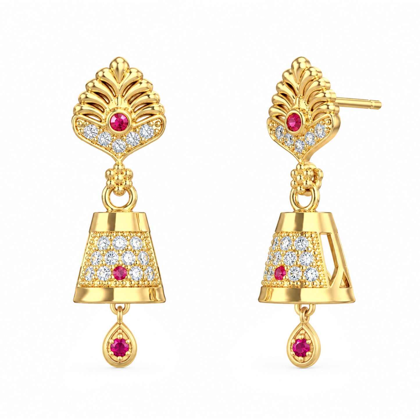 Micro Gold Plated AD Jhumki Earrings for Women