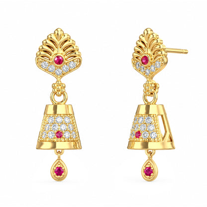 Micro Gold Plated AD Jhumki Earrings for Women