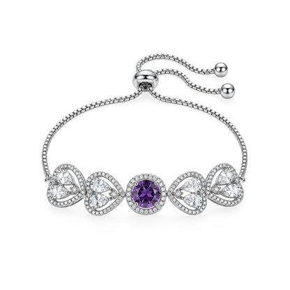Silver Plated Purple AD Adjustable Bracelet for Women