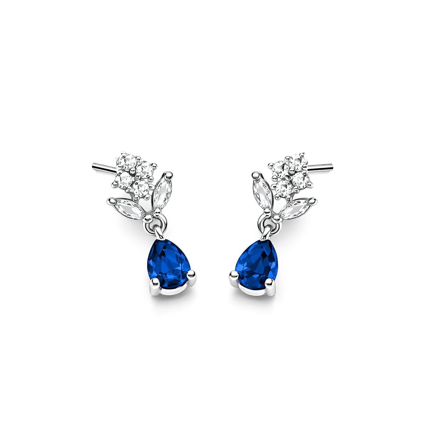 Silver Plated Blue Drop Earrings for Women