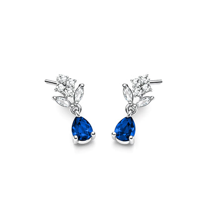 Silver Plated Blue Drop Earrings for Women