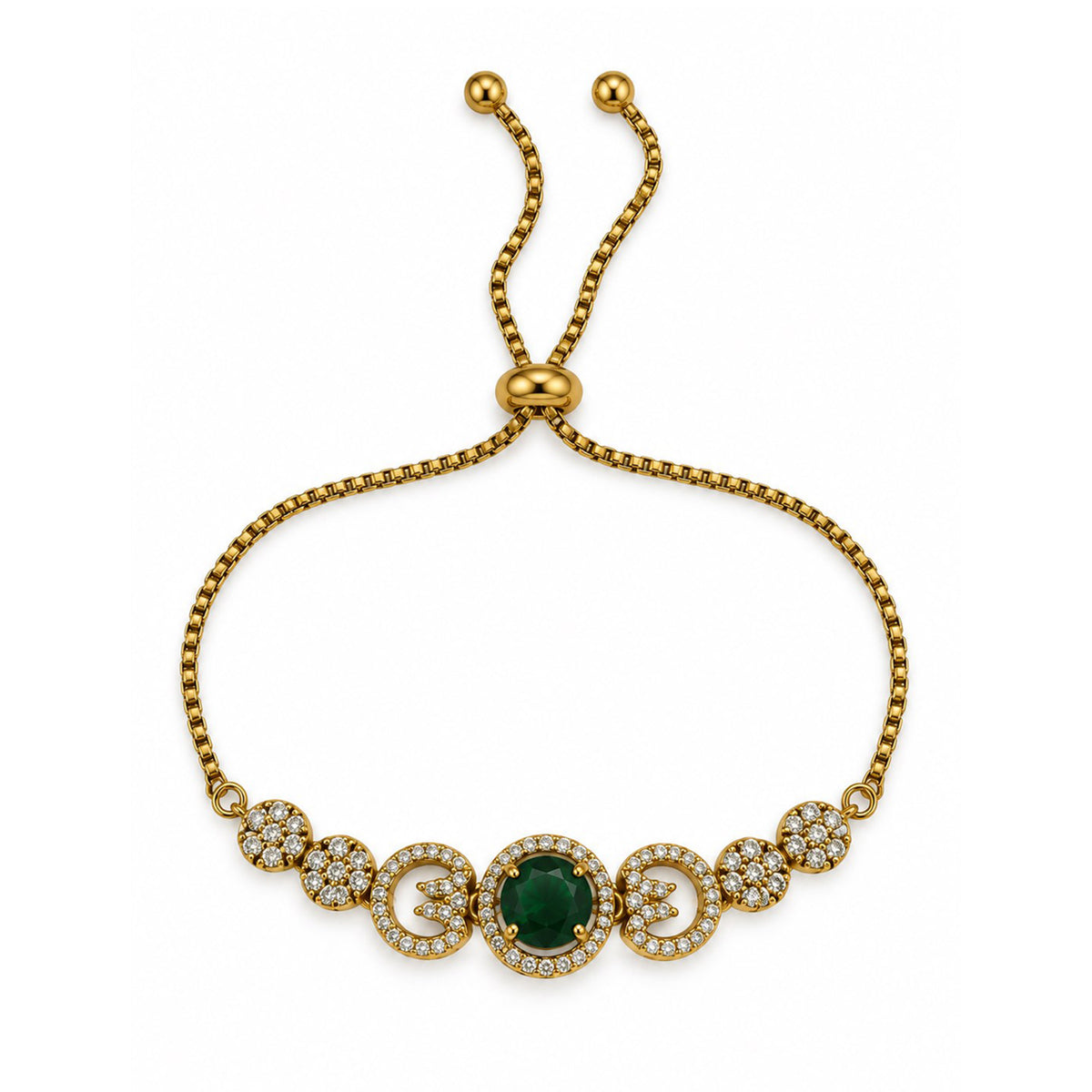 South Indian Gold Plated Green AD Adjustable Bracelet for Women