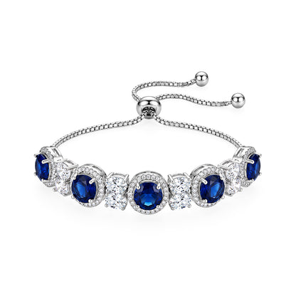 Silver Plated Blue AD Adjustable Bracelet for Women