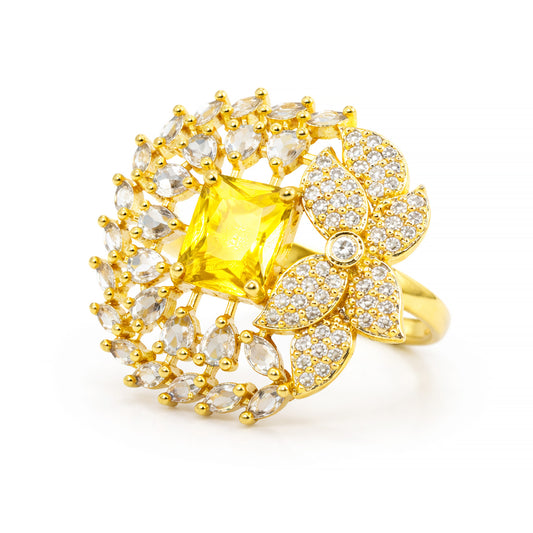 Gold Plated Yellow AD Finger Ring for Women