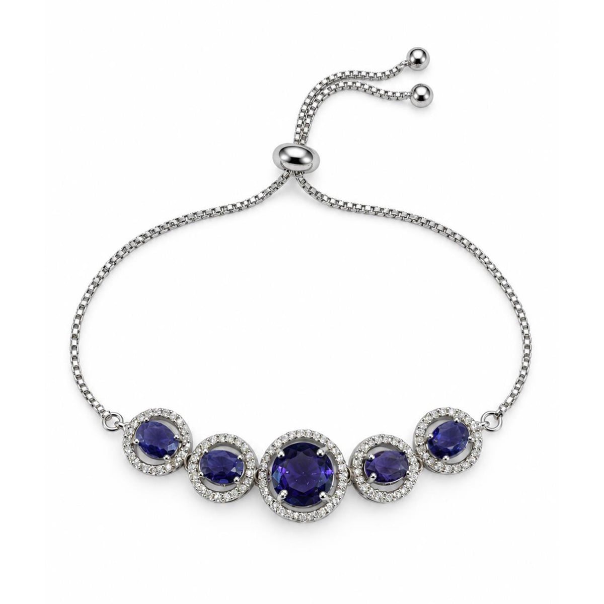 Rhodium Plated Purple AD Adjustable Bracelet for Women