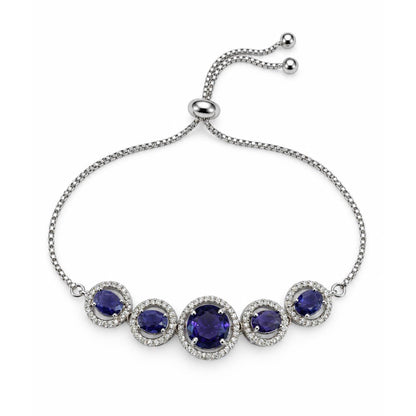Rhodium Plated Purple AD Adjustable Bracelet for Women