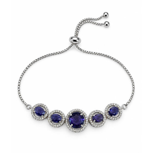 Rhodium Plated Purple AD Adjustable Bracelet for Women