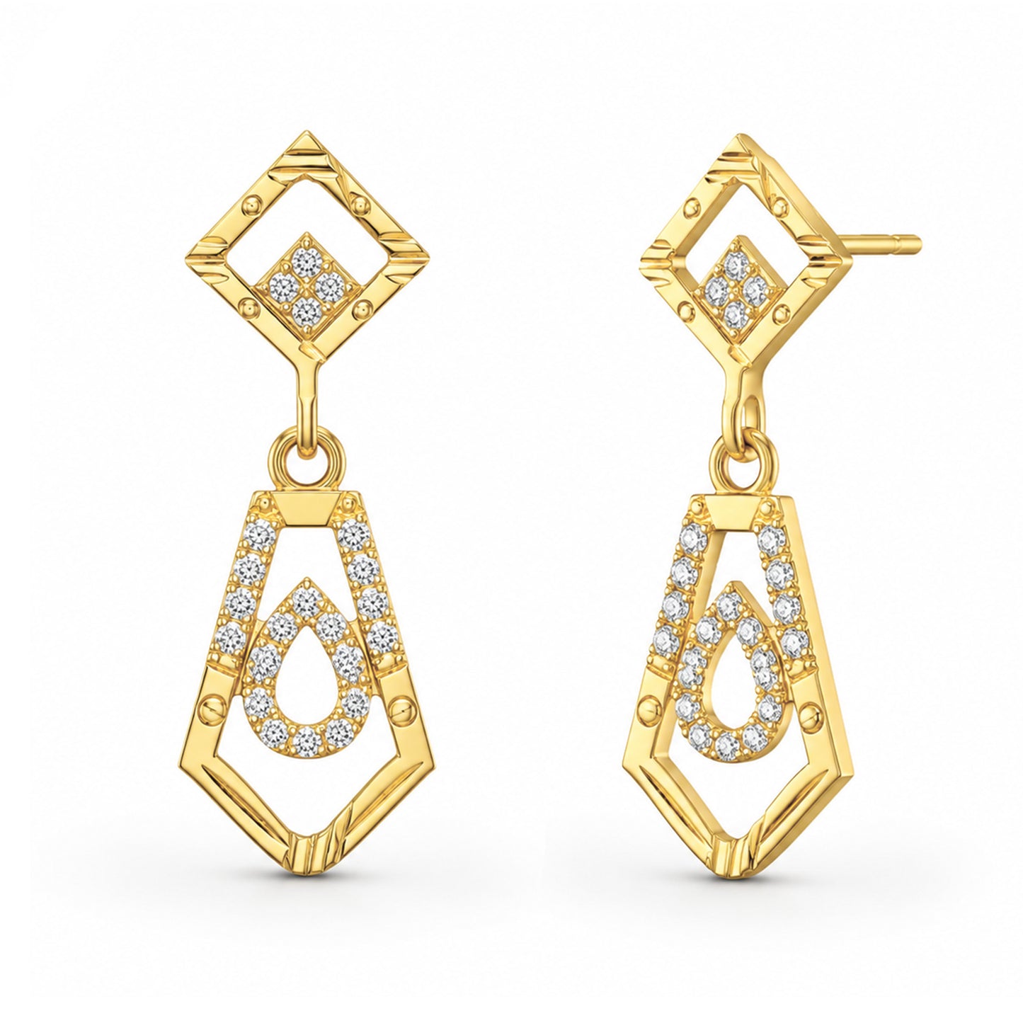 Micro Gold Plated AD Drop Earrings for Women