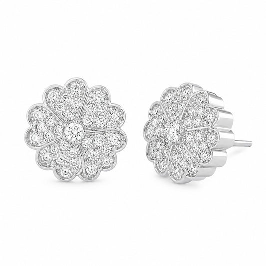 Silver Plated AD Floral Studs for Women