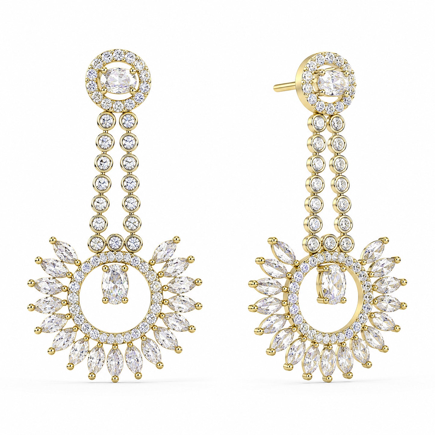 Gold Plated American Diamond Earrings for Women