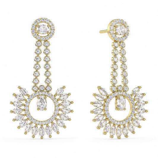 Gold Plated American Diamond Earrings for Women