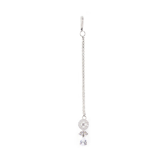 Silver Plated White AD Maang Tikka for Women