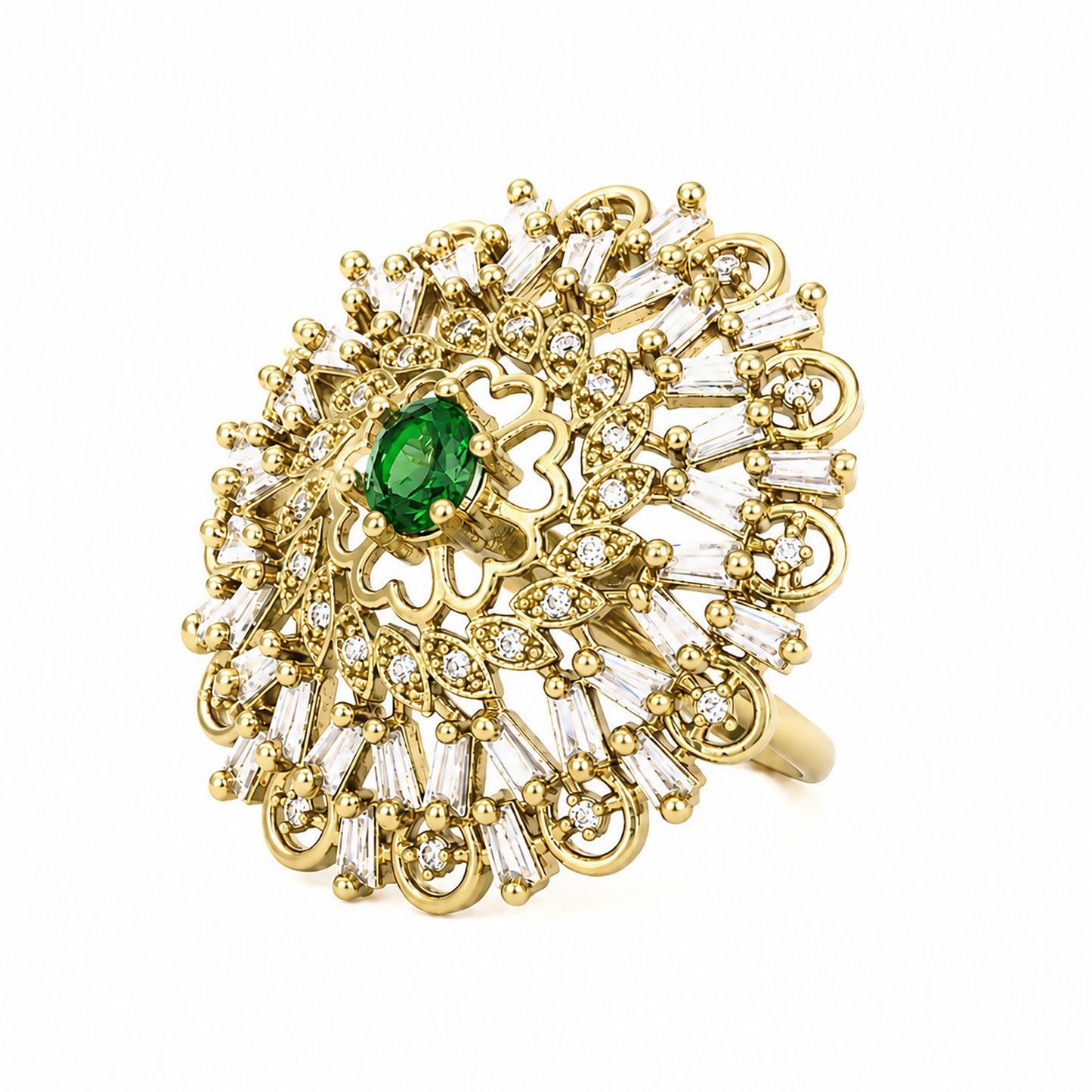 Gold Plated Green AD Finger Ring for Women