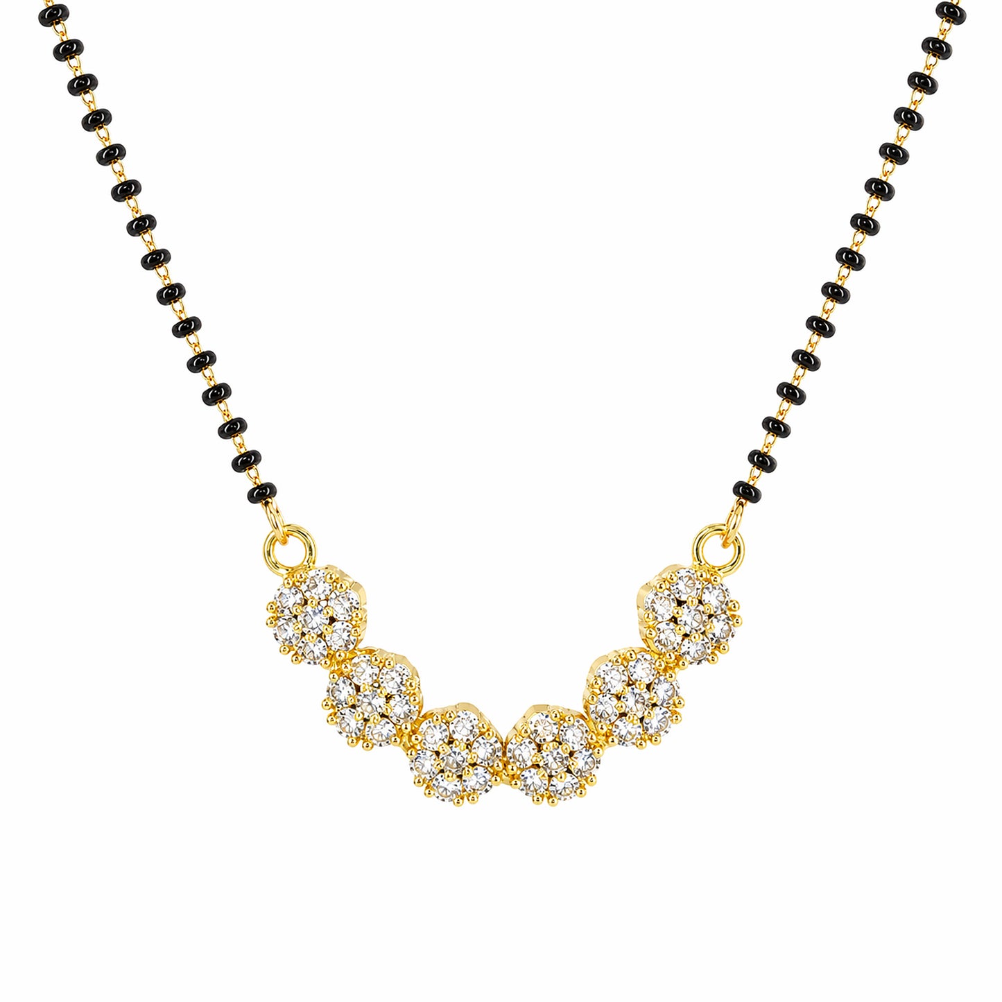 Gold Plated AD Floral Magalsutra for women