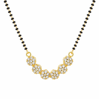 Gold Plated AD Floral Magalsutra for women