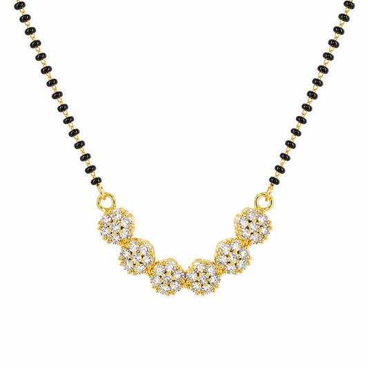 Gold Plated AD Floral Magalsutra for women