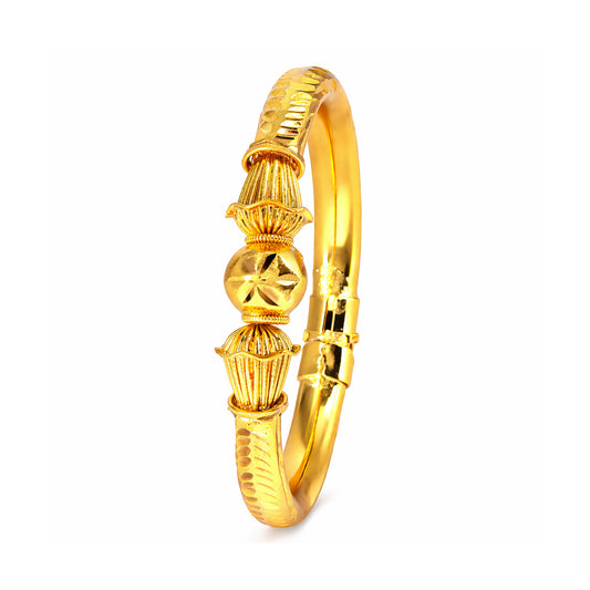 Gold Plated Bold Openable Temple Bangle Bracelet for Women