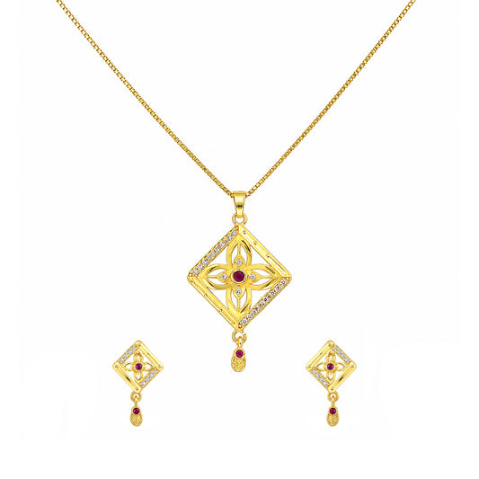 Micro Gold AD Pendant Set for Women