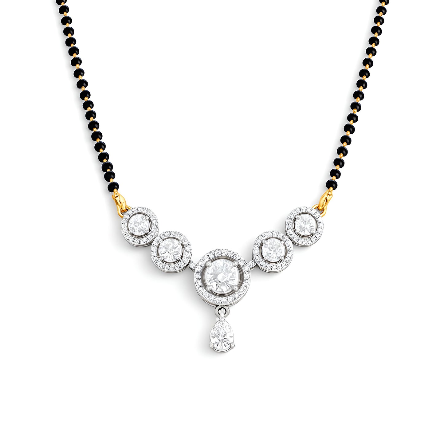 Silver Plated American Diamond Studded Mangalsutra for Women