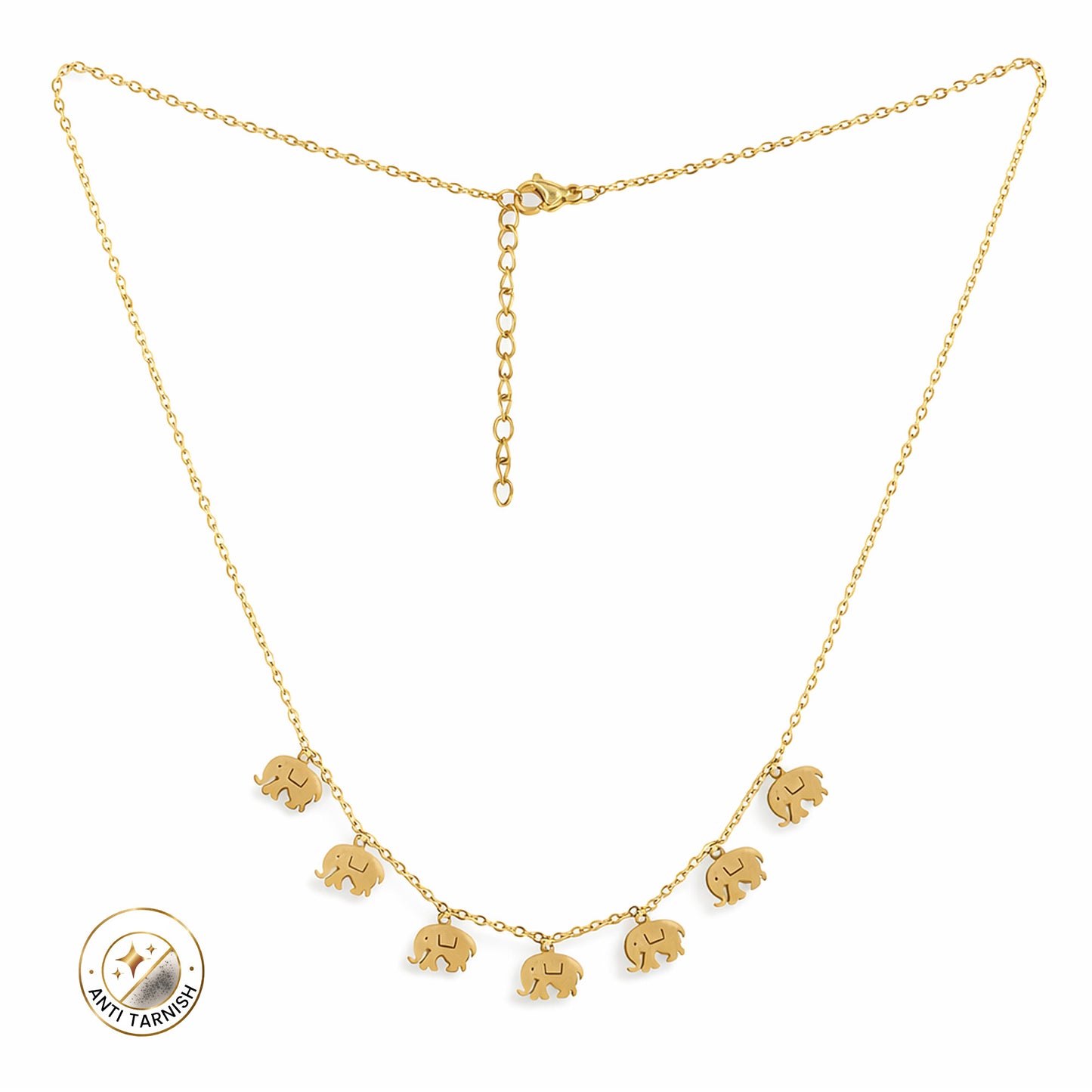 Gold Plated Elephant Charm Chain Necklace for Women